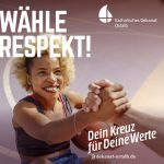 Ausschnitt der Imagekampagne Dein Kreuz für deine Werte: Lächelnde Frau ergreift eine helfende Hand